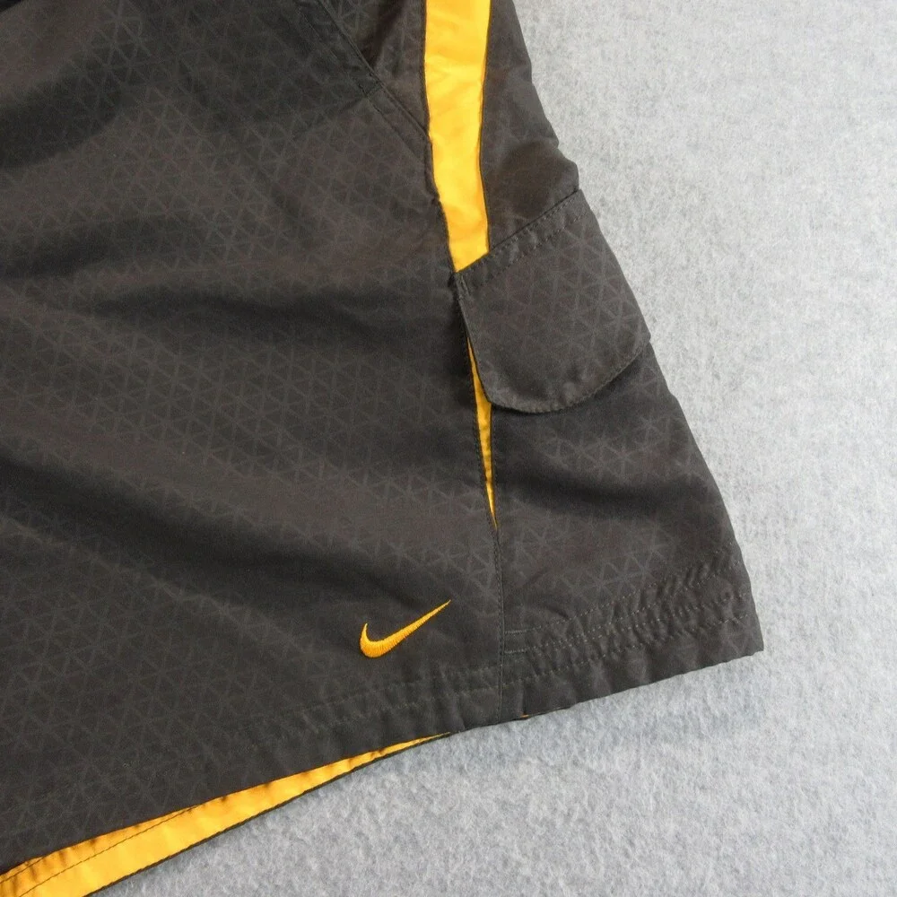 Nike Mens Swim Trunks L x 7 Black‎ Yellow 100% Polyester Pocket Swoosh Logo